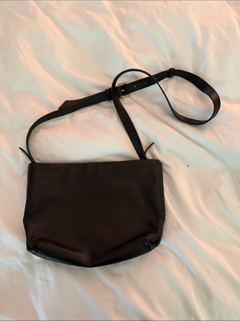 J. Crew Black Leather Crossbody with Adjustable Strap